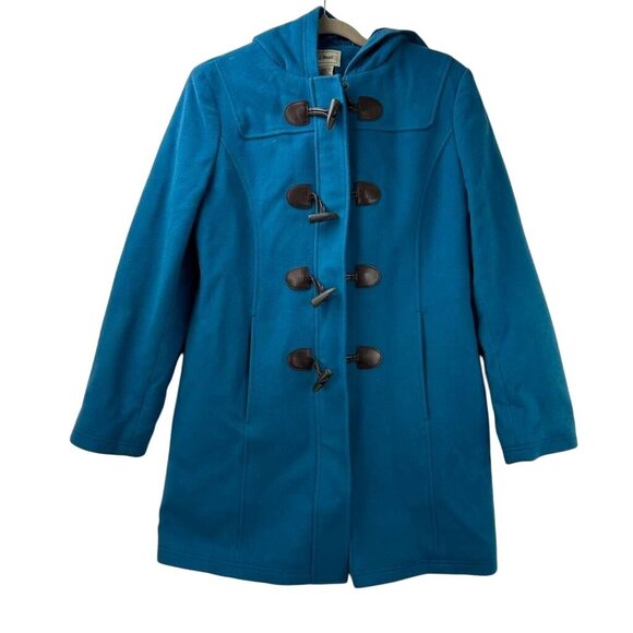 VTG L.L Bean Womens Size 8 100% Lambswool Duffle Thinsulate Coat Toggle Blue - Picture 12 of 16
